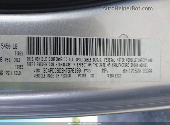3C4PDCBG3HT576100 2017 DODGE JOURNEY Gray Engine compartment view