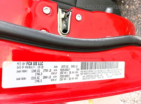 3C4PDCBG4JT521824 2018 DODGE JOURNEY Красный Вид наклейки с VIN-кодом