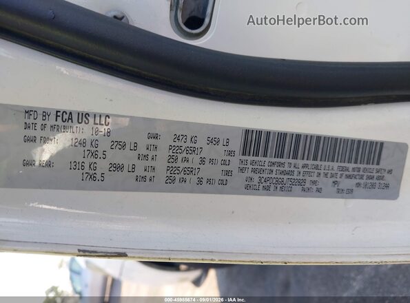 3C4PDCBG8JT522829 2018 DODGE JOURNEY White Вид підкапотного простору
