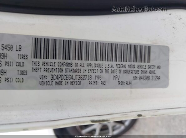 3C4PDCEG4JT362718 2018 DODGE JOURNEY White Շարժիչի բաժամունքի տեսք
