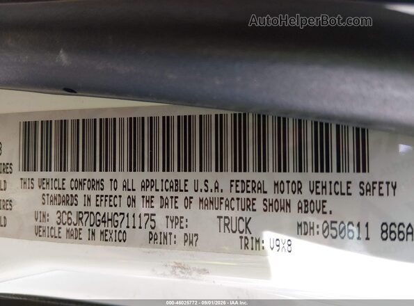 3C6JR7DG4HG711175 2017 RAM 1500 White Engine compartment view