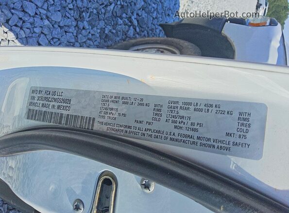 3C6UR5CJ2MG526020 2021 RAM 2500 White VIN sticker view