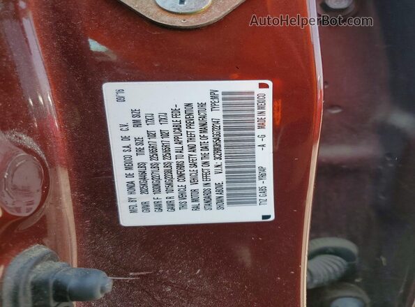 3CZRM3H54GG722147 2016 HONDA CR-V Burgundy Widok wnętrza 360 stopni