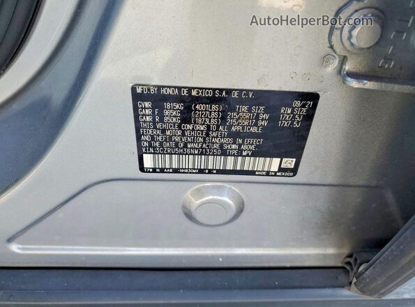 3CZRU5H36NM713250 2022 HONDA HR-V Silver სალონის 360-გრადუსიანი ხედი