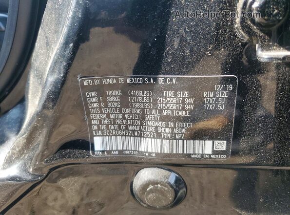 3CZRU6H32LM712521 2020 HONDA HR-V Черный Вид наклейки с VIN-кодом