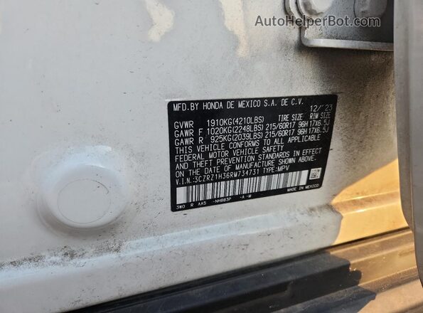 3CZRZ1H36RM734731 2024 HONDA HR-V White Շարժիչի բաժամունքի տեսք