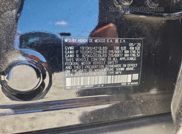 3CZRZ1H3XTM701268 2026 HONDA HR-V Black Вид підкапотного простору