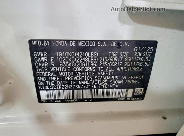 3CZRZ2H37SM773176 2025 HONDA HR-V White Vista interior de 360 grados