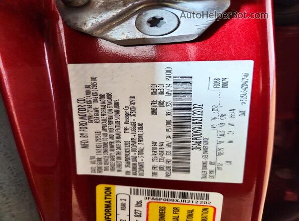 3FA6P0D9XJR212202 2018 FORD FUSION Burgundy Engine compartment view