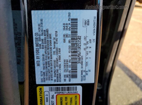 3FA6P0G71JR252582 2018 FORD FUSION Black Շարժիչի բաժամունքի տեսք