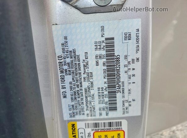 3FA6P0HD0HR320885 2017 FORD FUSION-4 Silver Engine compartment view