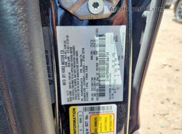 3FA6P0HD6JR166754 2018 FORD FUSION Black Շարժիչի բաժամունքի տեսք