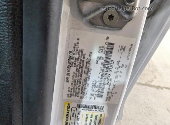 3FA6P0K91LR133233 2020 FORD FUSION White Vista del compartimento del motor