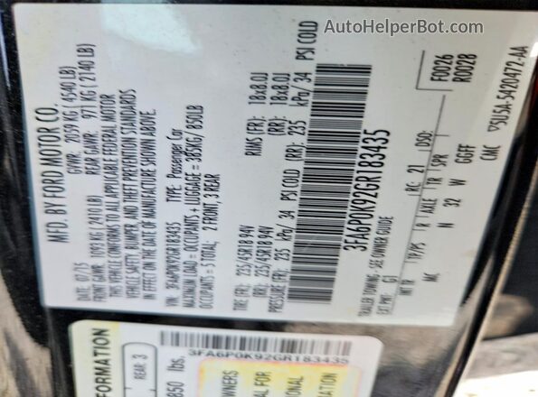3FA6P0K92GR183435 2016 FORD FUSION Black Շարժիչի բաժամունքի տեսք