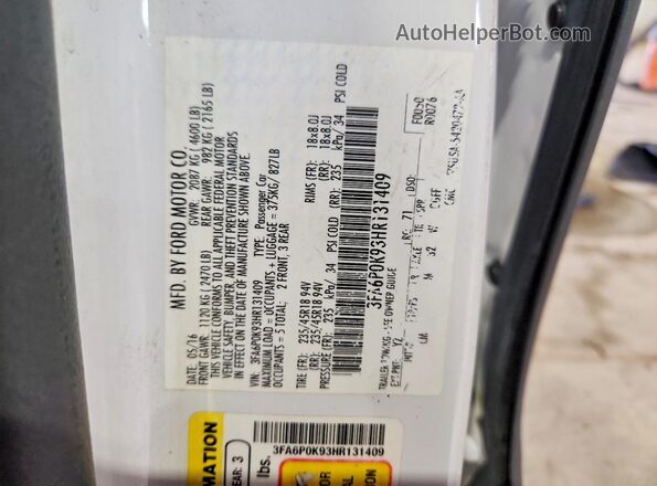 3FA6P0K93HR131409 2017 FORD FUSION White Engine compartment view