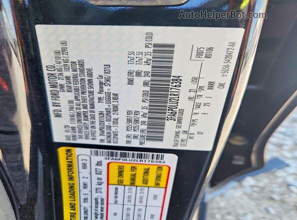 3FA6P0LU2LR176384 2020 FORD FUSION Black ძრავის განყოფილების ხედი