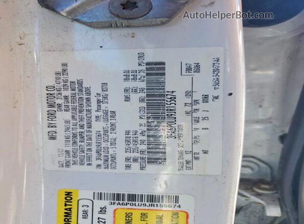 3FA6P0LU9JR155674 2018 FORD FUSION White Widok komory silnika