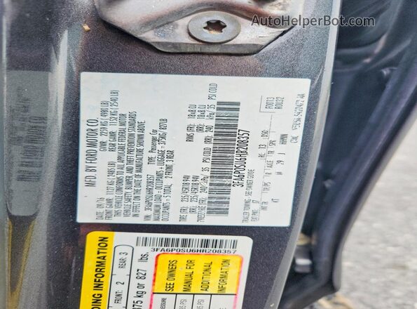 3FA6P0SU6HR208357 2017 FORD FUSION Gray Engine compartment view