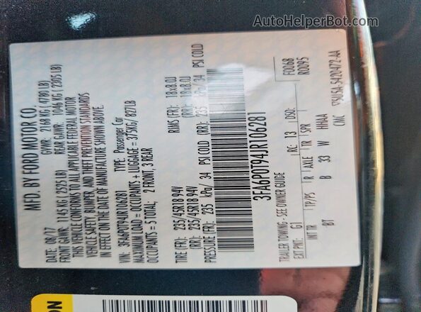 3FA6P0T94JR106281 2018 FORD FUSION Black Engine compartment view