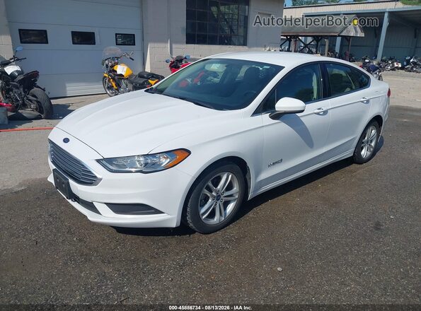 3FA6P0UU4JR278913 2018 FORD FUSION HYBRID White წინა მარცხენა ხედი სამი მეოთხედიდან