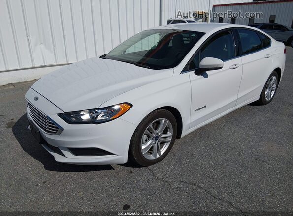 3FA6P0UU8JR254615 2018 FORD FUSION HYBRID White Vista tres cuartos delantera izquierda