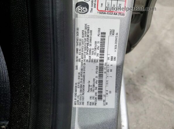 3FADP4BJ5KM105651 2019 FORD FIESTA Серебряный Вид наклейки с VIN-кодом