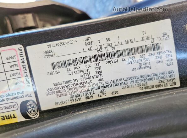 3FADP4BJ5KM160102 2019 FORD FIESTA Charcoal Vista de la etiqueta del VIN