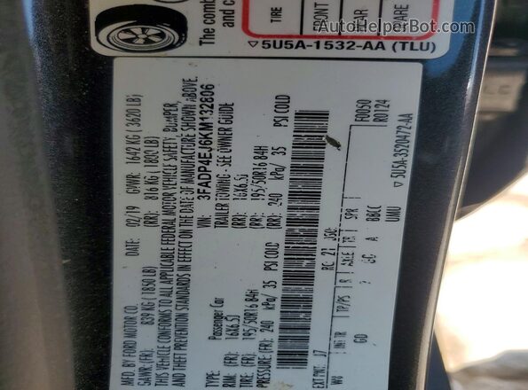3FADP4EJ6KM132806 2019 FORD FIESTA Gray Engine compartment view
