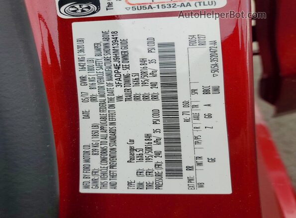 3FADP4EJ9HM139418 2022 FORD FIESTA Red Engine compartment view