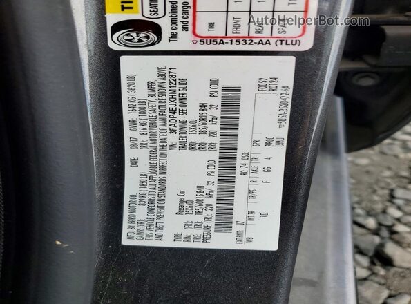 3FADP4EJXHM122871 2017 FORD FIESTA Угольный Вид подкапотного пространства