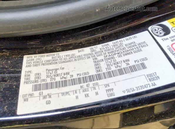 3FADP4GX0HM157503 2017 FORD FIESTA Black Vista del compartimento del motor