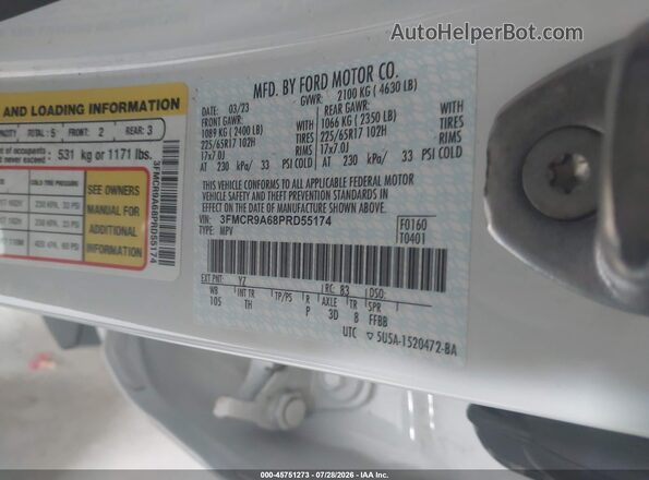 3FMCR9A68PRD55174 2023 FORD BRONCO SPORT White Вид підкапотного простору