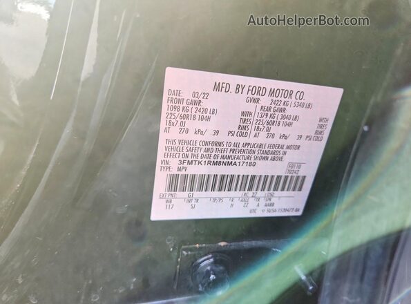 3FMTK1RM8NMA17180 2022 FORD MUSTANG Black Շարժիչի բաժամունքի տեսք