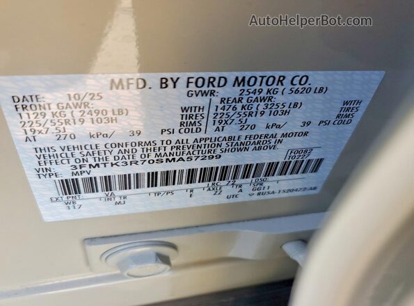 3FMTK3R70SMA57299 2025 FORD MUSTANG Кремовый Вид подкапотного пространства