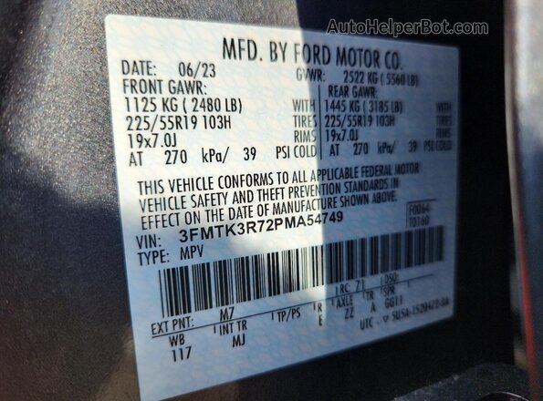 3FMTK3R72PMA54749 2023 FORD MUSTANG Серый Вид подкапотного пространства