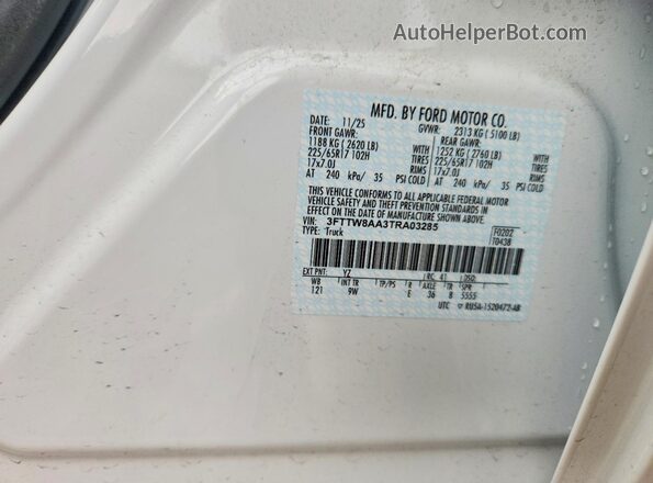 3FTTW8AA3TRA03285 2026 FORD MAVERICK White Widok komory silnika