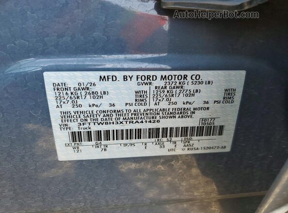 3FTTW8H3XTRA41426 2026 FORD MAVERICK Серый Вид подкапотного пространства