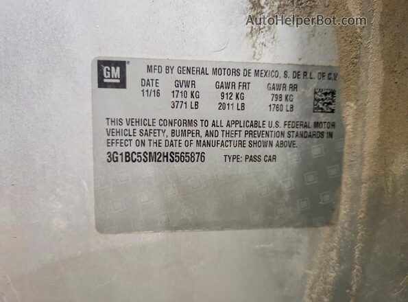 3G1BC5SM2HS565876 2017 CHEVROLET CRUZE Silver Vista del compartimento del motor