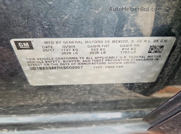 3G1BE6SM7HS609967 2017 CHEVROLET CRUZE Blue ძრავის განყოფილების ხედი