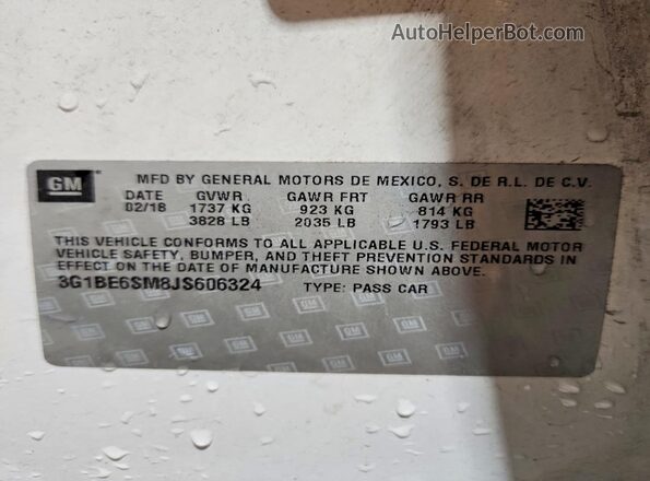 3G1BE6SM8JS606324 2018 CHEVROLET CRUZE White Widok komory silnika