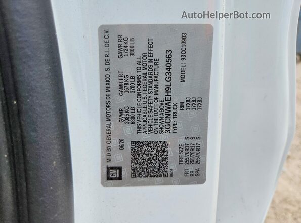 3GCNWAEH9LG340563 2020 CHEVROLET SILVERADO White Շարժիչի բաժամունքի տեսք