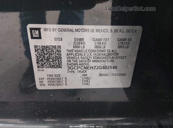 3GCPCNEH7JG482545 2018 CHEVROLET SILVERADO Серый Вид подкапотного пространства