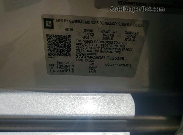 3GCPWCED5LG125196 2020 CHEVROLET SILVERADO Silver Widok komory silnika