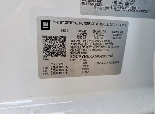 3GCPYBEKXMG295798 2021 CHEVROLET SILVERADO Белый Вид подкапотного пространства