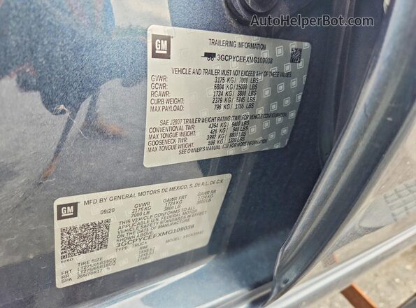 3GCPYCEFXMG109038 2021 CHEVROLET SILVERADO Charcoal Շարժիչի բաժամունքի տեսք