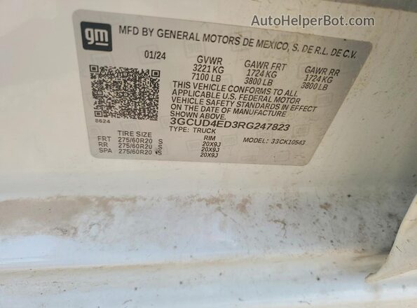 3GCUD4ED3RG247823 2024 CHEVROLET SILVERADO White Vista del compartimento del motor
