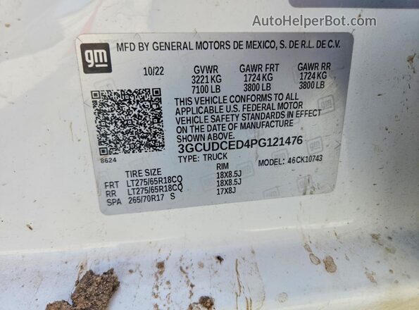 3GCUDCED4PG121476 2023 CHEVROLET SILVERADO Белый Вид подкапотного пространства