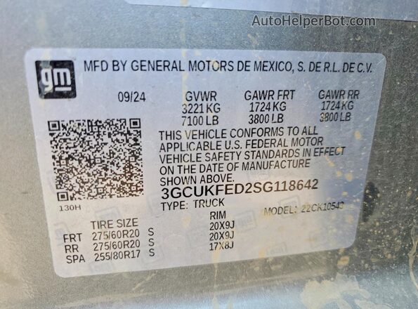 3GCUKFED2SG118642 2025 CHEVROLET SILVERADO Серебряный Вид подкапотного пространства