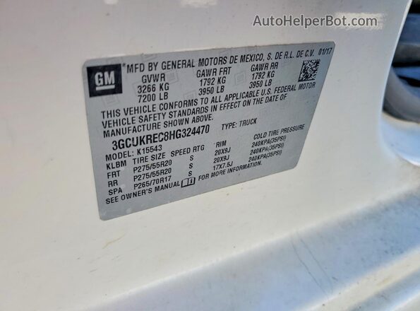 3GCUKREC8HG324470 2017 CHEVROLET SILVERADO Белый Вид подкапотного пространства