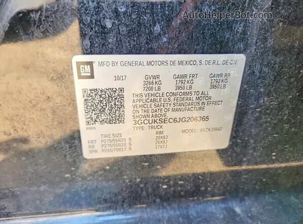 3GCUKSEC6JG206365 2018 CHEVROLET SILVERADO Black Вид підкапотного простору
